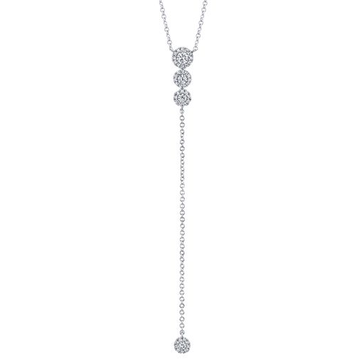 This necklace is crafted from 14k white gold and features 0.29 total carats of diamonds.