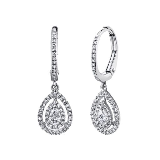 157035Pear Shaped Diamond Dangle Earrings