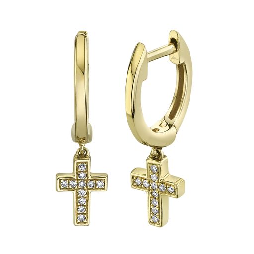 157076Diamond Dangle Cross Earrings