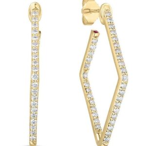 This pair of earrings by Roberto Coin is crafted from 18k yellow gold and features 0.84 total carats of diamonds.