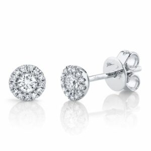 This pair of earrings is crafted from 14k white gold and features 0.24 total carats of diamonds.