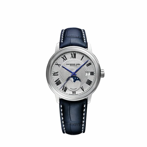 311766Raymond Weil Maestro Men’s Moon Phase Automatic Leather Watch