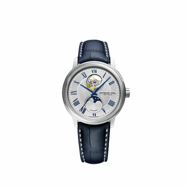 311814Raymond Weil Maestro Men’s Moon Phase Automatic Leather Watch