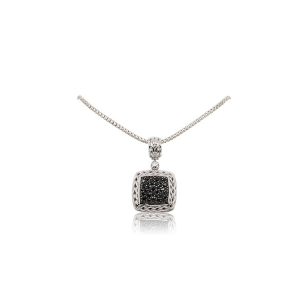 This necklace by John Hardy is crafted from sterling silver and features black sapphires.
