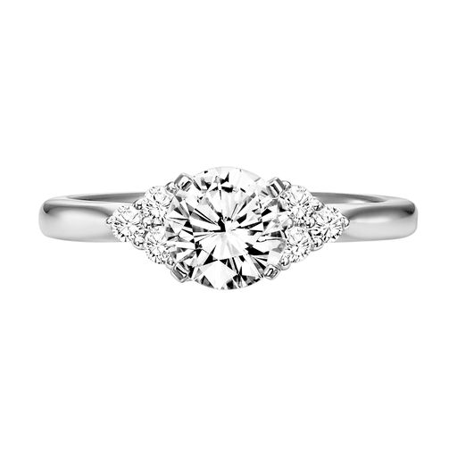 This engagement ring mounting by Goldman is crafted from 14k white gold and features 0.21 total carats of diamonds. The center diamond is chosen separately.