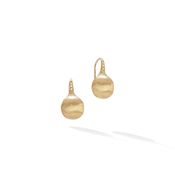 OB1632-A B Y 02Marco Bicego Africa Boule 18k Yellow Gold and Diamond Medium French Wire Earrings