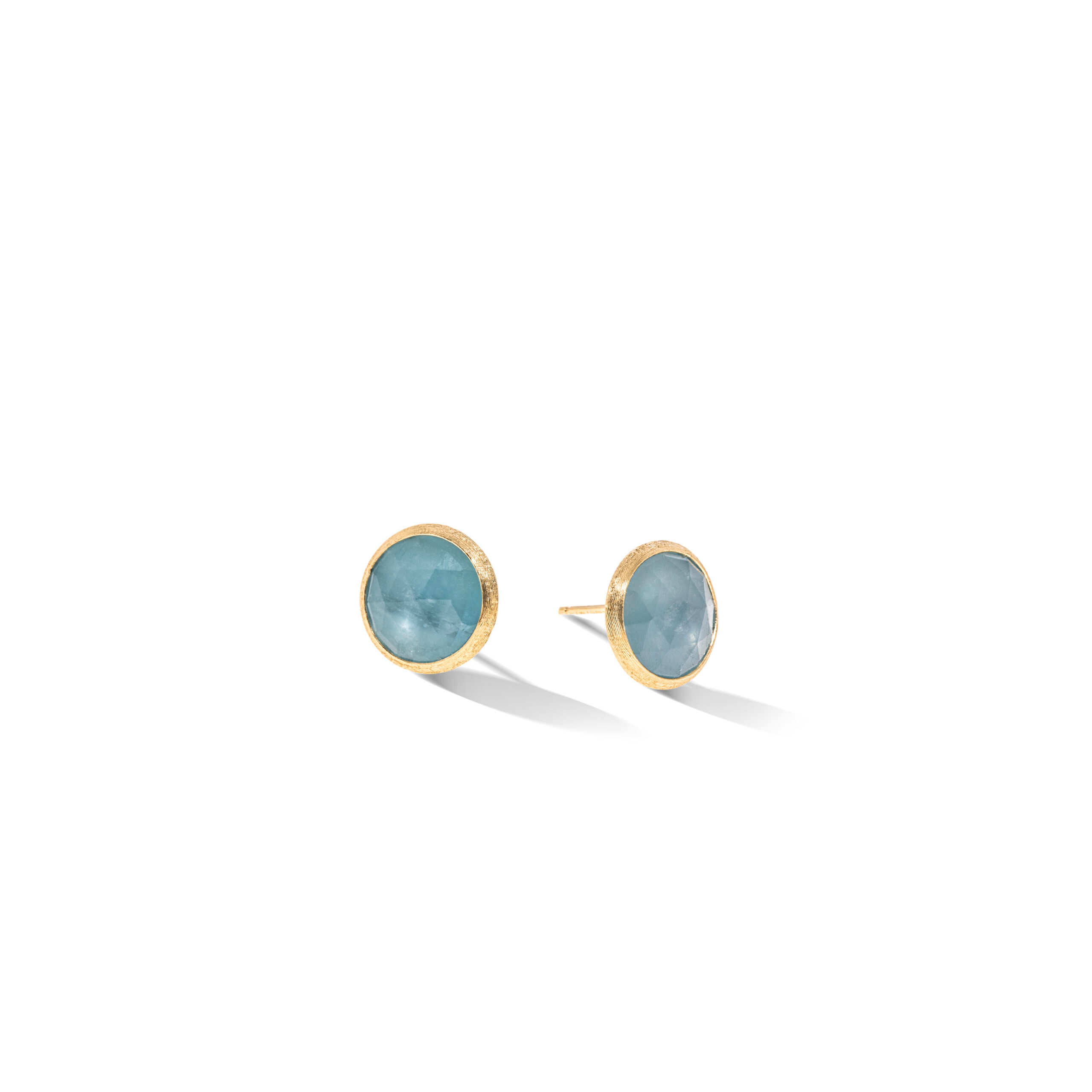 OB1739 AQ01 Y 02Marco Bicego Jaipur Color Collection 18k Yellow Gold and Aquamarine Large Stud
