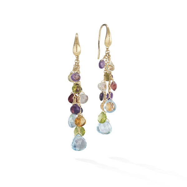 OB1753-A MIX01T Y 02Marco Bicego Paradise Collection 18k Yellow Gold Mixed Gemstone Multi Strand Earrings