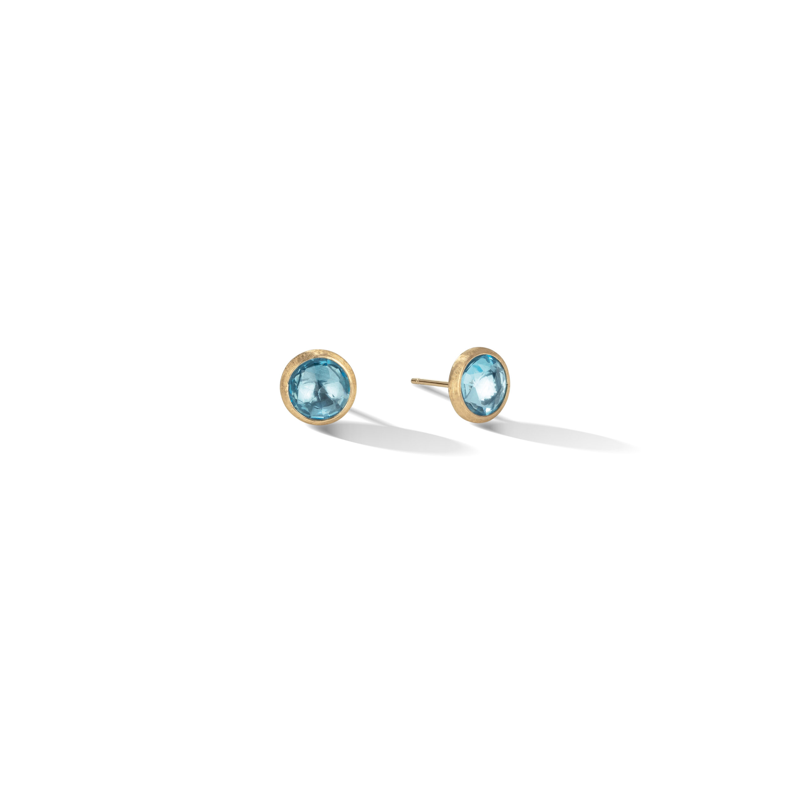 OB957 TP01 Y 02Marco Bicego Jaipur Color Collection 18k Yellow Gold Blue Topaz Stud Earrings