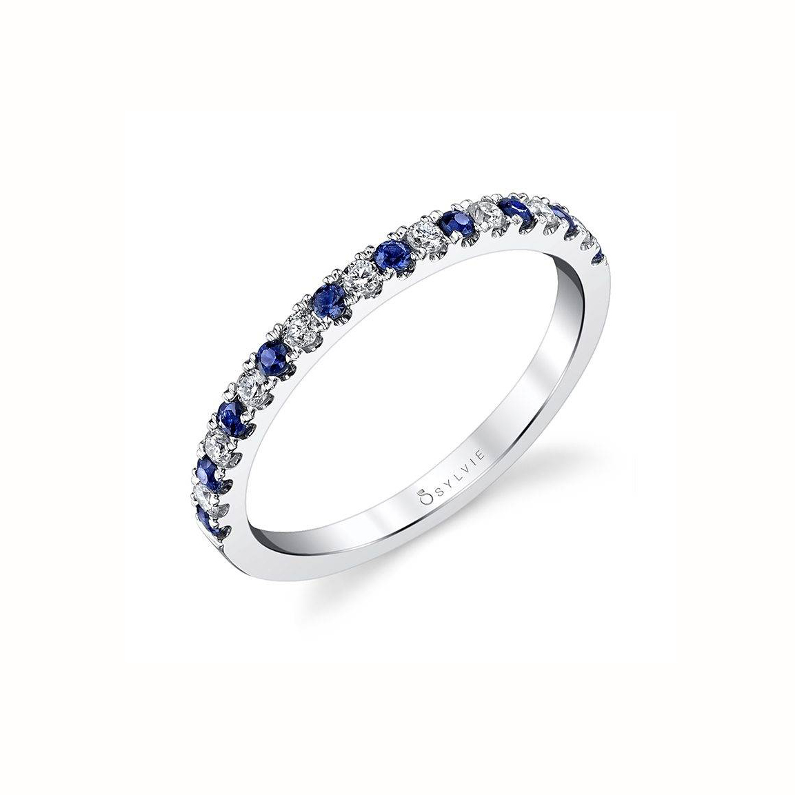 061640Alternating Diamond and Sapphire Wedding Band