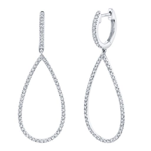 This pair of earrings is crafted from 14k white gold and features 0.40 total carats of diamonds.
