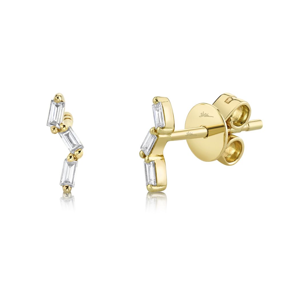 157164Tri Baguette Diamond Earrings