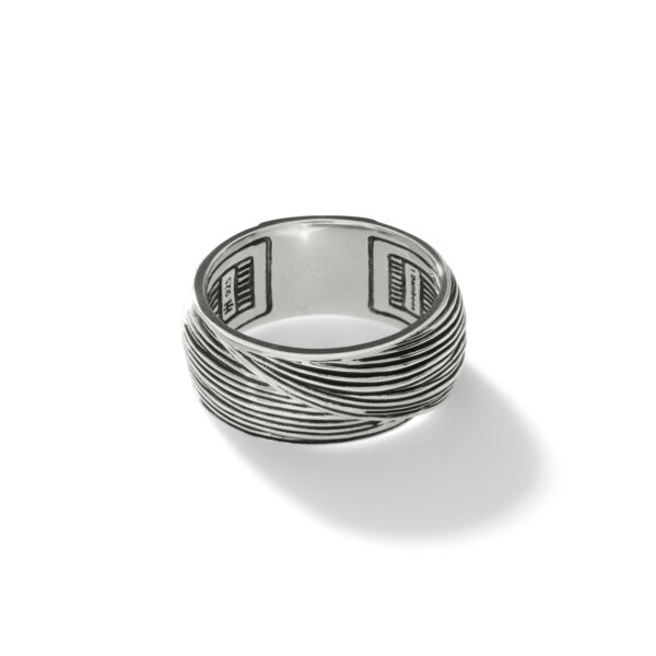 This ring by John Hardy is crafted from sterling silver and is 8mm wide.