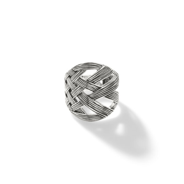 This ring by John Hardy is crafted from sterling silver and features a woven pattern.
