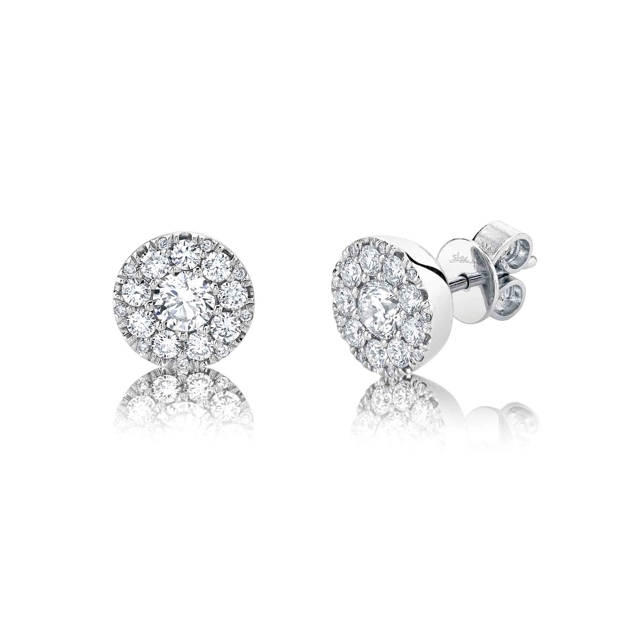 157215Halo Cluster Diamond Earrings