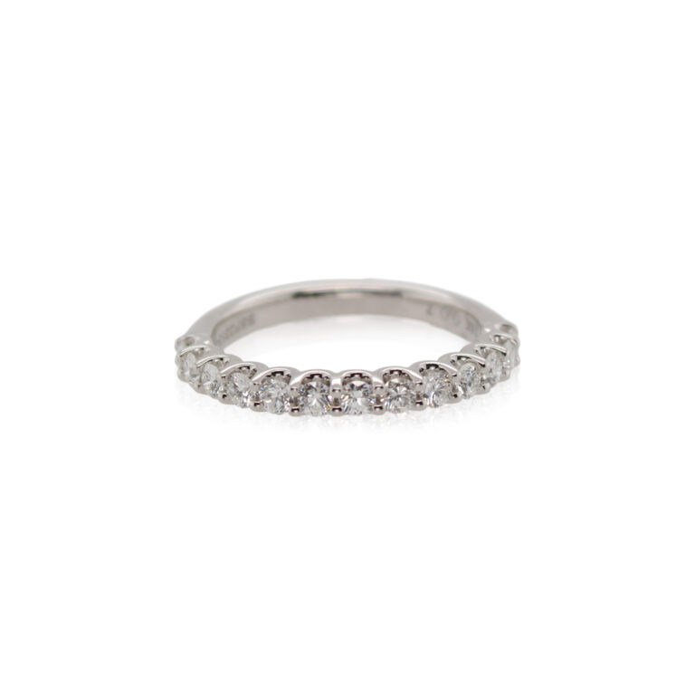 De Beers Platinum Diamond Classic Half Eternity Wedding Band Ring