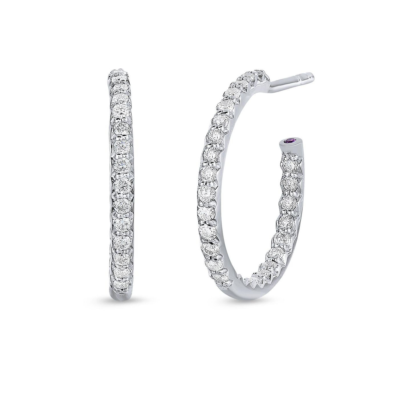 157256Extra Small Diamond In and Out Hoop Earrings