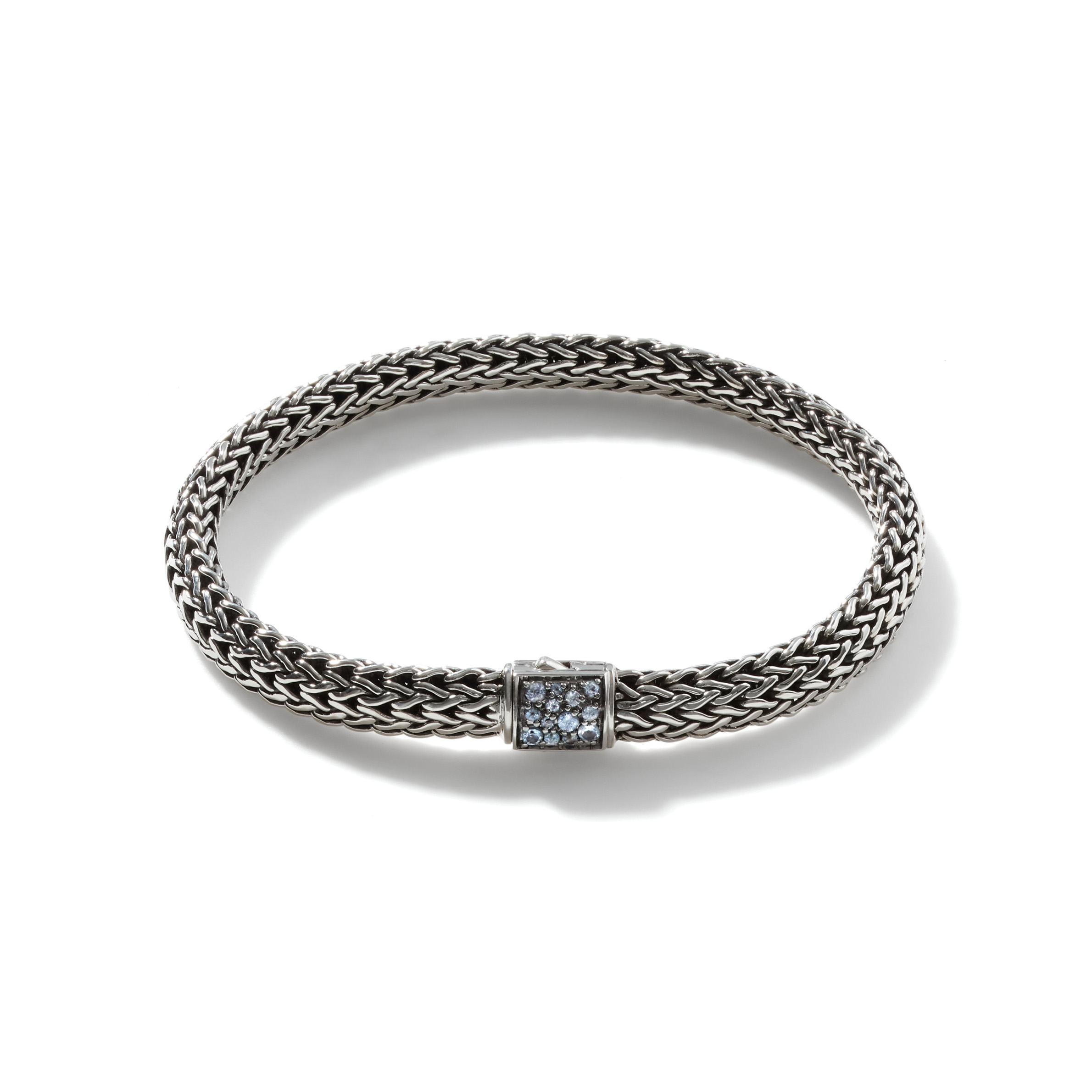 464276Classic Chain Black Sapphire and Aquamarine Bracelet
