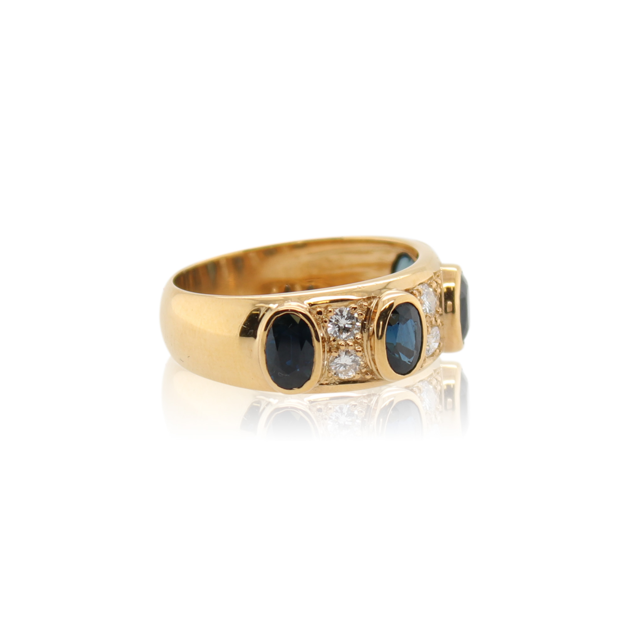Bezel Set Oval Sapphire and Diamond Ring - R.F. Moeller Jeweler