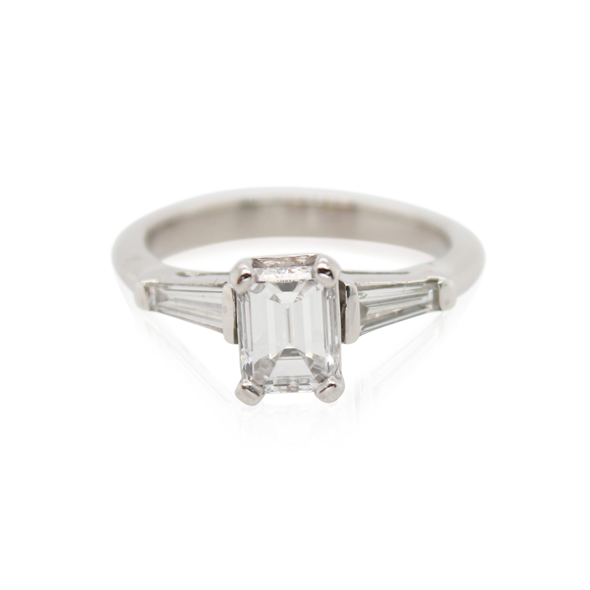 Emerald Cut and Tapered Baguette Diamond Engagement Ring - R.F. Moeller ...