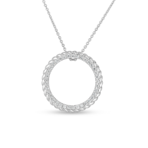 Roberto Coin White Gold Small Diamond Circle Necklace