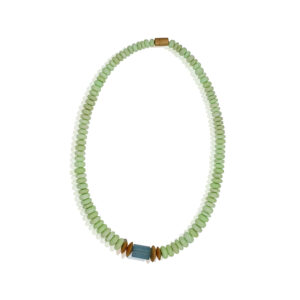 Chrysoprase Beads and Rough Aquamarine Necklace