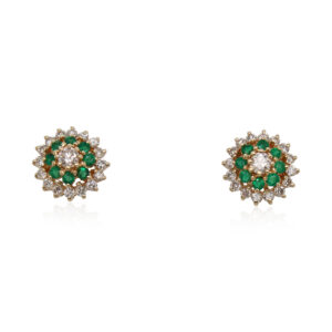 Emerald and Diamond Circle Studs