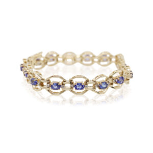 Oval Tanzanite and Round Diamond Bracelet