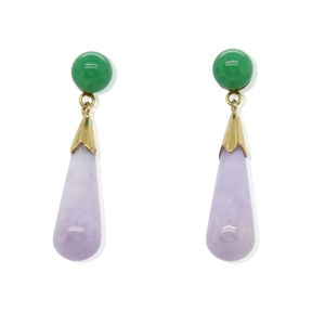 Lavender Jade and Jadeite Jade Drop Earrings