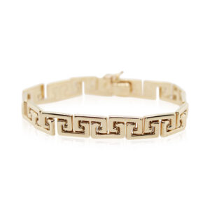 Yellow Gold Greek Key Link Bracelet