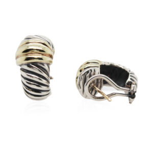 Estate Designer Sterling Silver and Yellow Gold Shrimp Earrings