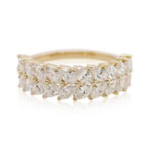 Marquise Diamond Double Row Wedding Band