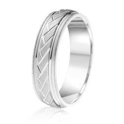 6mm Diagonal Engraved Wedding Band