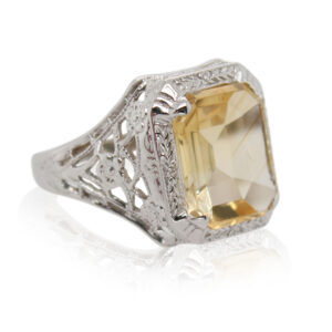 Yellow Gold Cushion Cut Citrine Ring