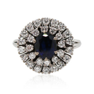 1.60ct Round Sapphire and Diamond Double Halo Ring