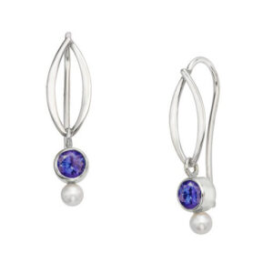 Iolite and Freshwater Pearl Earrings